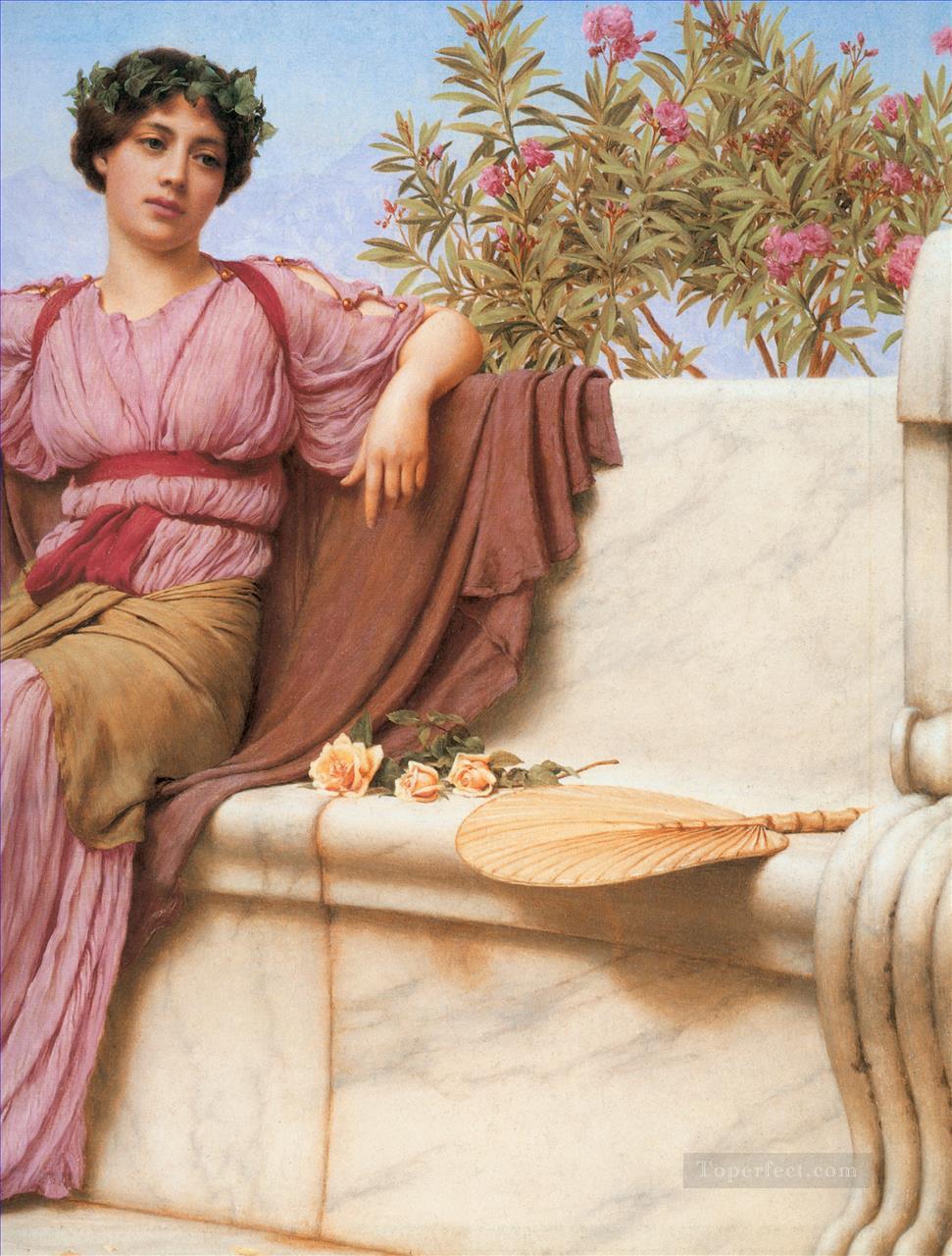 Tranquillity 1914 right Neoclassicist lady John William Godward Oil Paintings